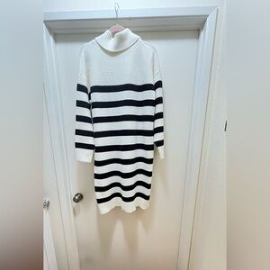 Black and White Striped Sweater Dress